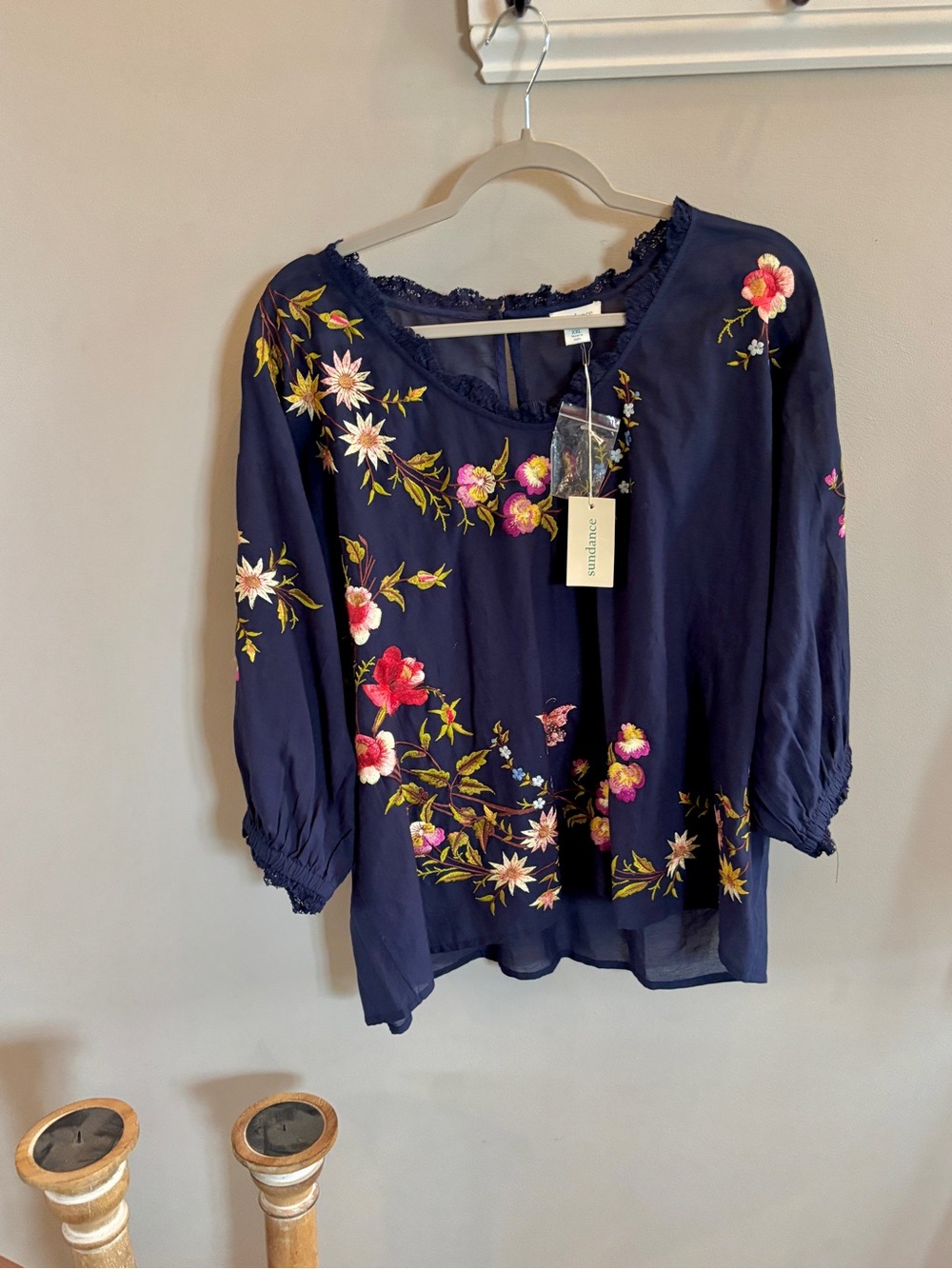 Sundance Floral Embroidered Boho Blouse New With Tags